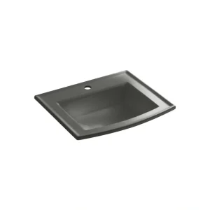 KOHLER Archer 22-3/4 in. Drop-In Vitreous China Bathroom Sink in Thunder Grey with Overflow Drain