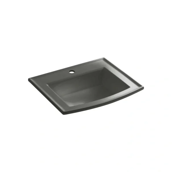 KOHLER Archer 22-3/4 in. Drop-In Vitreous China Bathroom Sink in Thunder Grey with Overflow Drain