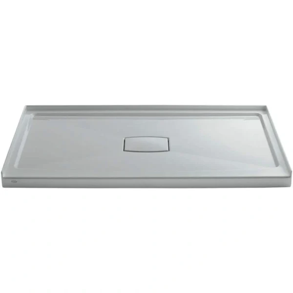 KOHLER Archer 60 in. L x 36 in. W Alcove Shower Pan Base with Center Drain in Ice Grey