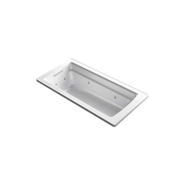 KOHLER Archer 66 in. Rectangular Drop-in Whirlpool Bathtub in White T726938312