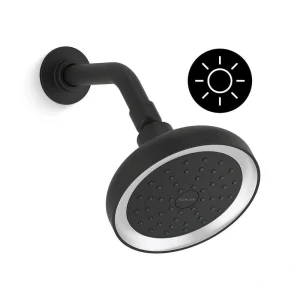 KOHLER Arise 1-Spray Pattern 5.6875 in. Lighted Wall Mount Fixed Shower Head in Matte Black