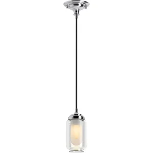KOHLER Artifacts 1 Light Pendant Lighting Fixture for Kitchen Island, Polished Nickel, 10′ Adjustable Cord Length