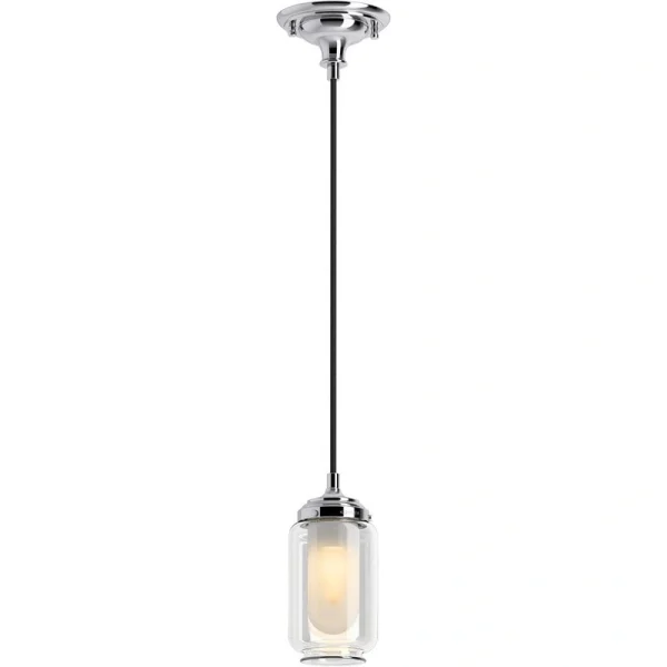 KOHLER Artifacts 1 Light Pendant Lighting Fixture for Kitchen Island, Polished Nickel, 10′ Adjustable Cord Length