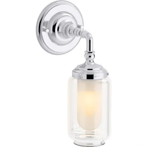 KOHLER Artifacts 1 Light Polished Chrome Indoor Bathroom Vanity Light Fixture, Downlight Position Only, UL Listed