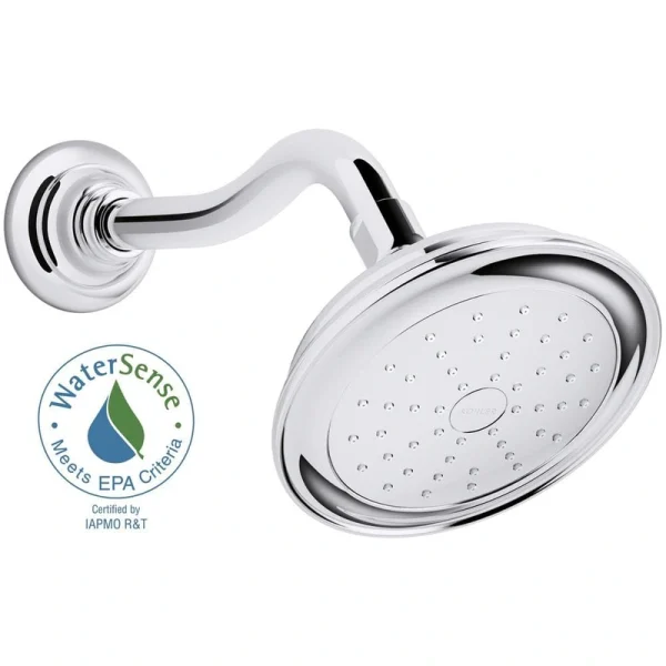 KOHLER Artifacts 1-Spray Patterns 6 in. Wall Mount Fixed Shower Head in Polished Chrome