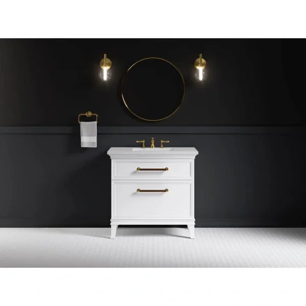 KOHLER Artifacts 36 in. W x 21.9 in. D x 34.5 in. H Bathroom Vanity Cabinet without Top in Linen White