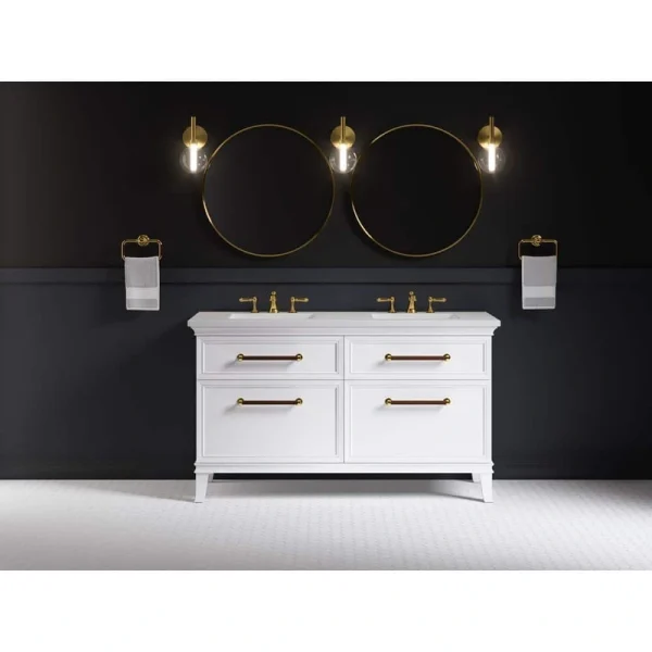 KOHLER Artifacts 60 in. W x 21.9 in. D x 34.5 in. H Bathroom Vanity Cabinet without Top in Linen White