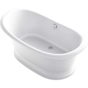 KOHLER Artifacts 66 in. x 32.5 in. Soaking Bathtub with Center Drain in White, White Exterior