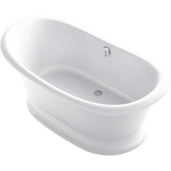 KOHLER Artifacts 66 in. x 32.5 in. Soaking Bathtub with Center Drain in White, White Exterior