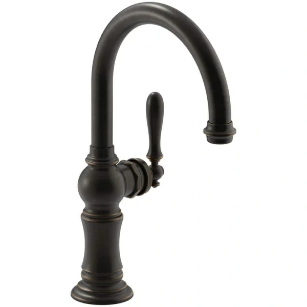 KOHLER Artifacts Swing Spout Single-Handle Standard Kitchen Faucet in Oil Rubbed Bronze