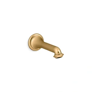KOHLER Artifacts Wall Mount Bath Spout with Turned Design in Vibrant Brushed Moderne Brass