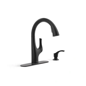 KOHLER Avi Single-Handle Pull Out Sprayer Kitchen Faucet in Matte Black