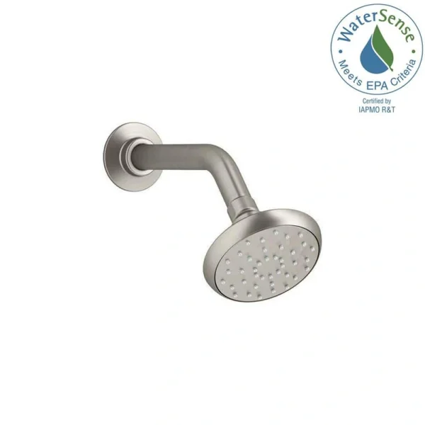 KOHLER Awaken 1-Spray Patterns 3.5625 in. Wall Mount Fixed Shower Head in Vibrant Brushed Nickel