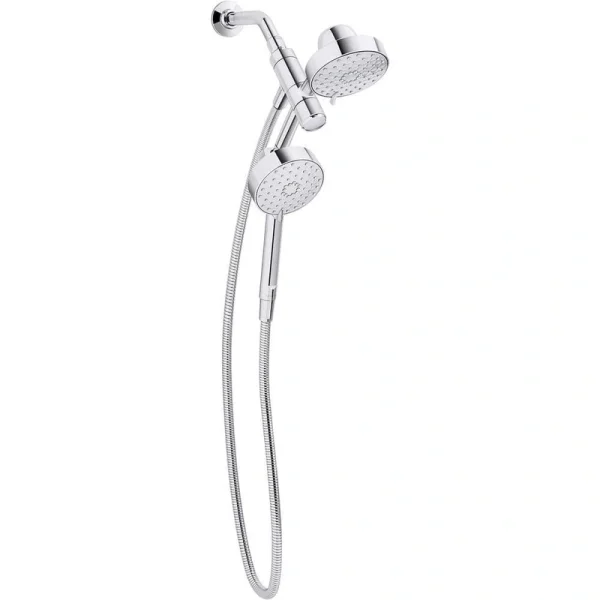 KOHLER Awaken 3-Spray 5 in. Dual Wall Mount Fixed and Handheld Shower Head 2.5 GPM in Polished Chrome