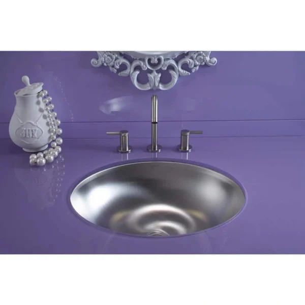 KOHLER Bachata Drop-in or Undermount Stainless Steel Bathroom Sink in Satin Finish without Overflow Drain