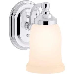 KOHLER Bancroft 1 Light Polished Chrome Indoor Bathroom Wall Sconce, Position Facing Up or Down, UL Listed