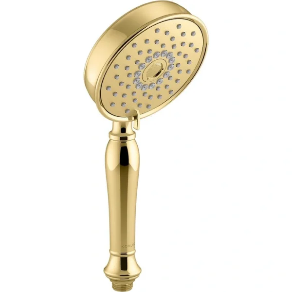 KOHLER Bancroft 3-Spray 5.2 in. Triple Wall Mount Handheld Shower Head in Vibrant Polished Brass