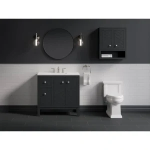 KOHLER Beauxline 36.25in. Single Sink Freestanding Slate Grey Bath Vanity with White Quartz Top Assembled