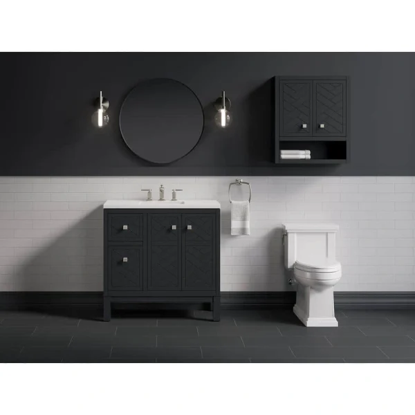 KOHLER Beauxline 36.25in. Single Sink Freestanding Slate Grey Bath Vanity with White Quartz Top Assembled