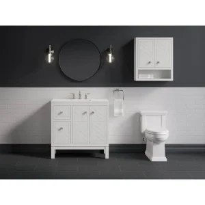 KOHLER Beauxline 36.25in. Single Sink Freestanding White Bath Vanity with White Quartz Top Assembled