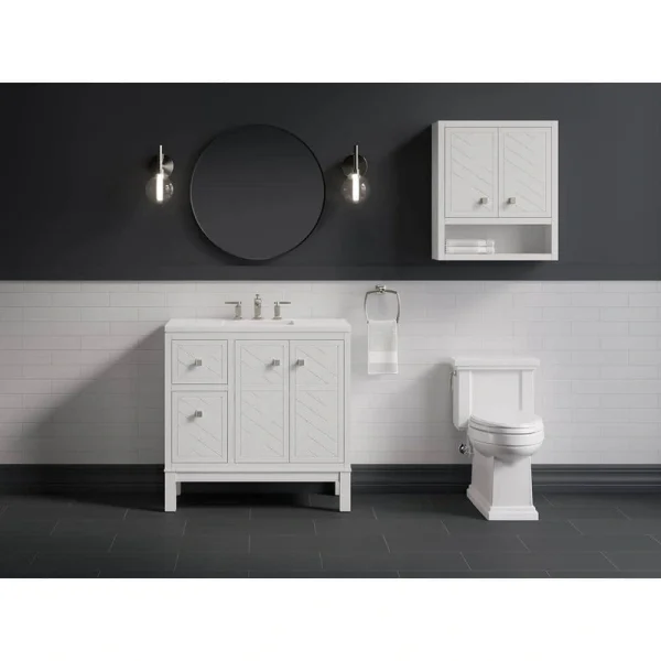 KOHLER Beauxline 36.25in. Single Sink Freestanding White Bath Vanity with White Quartz Top Assembled