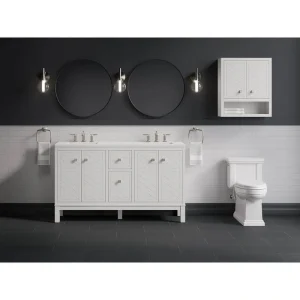 KOHLER Beauxline 60.31in. Double Sink Freestanding White Bath Vanity with White Quartz Top Assembled