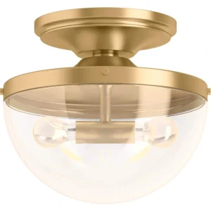 KOHLER Bellera 15 in. 2-Light Brushed Moderne Brass Flush Mount