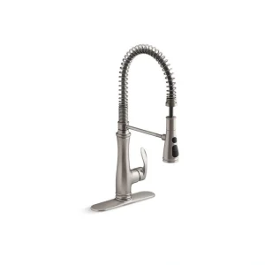 KOHLER Bellera Single-Handle Semi-Professional Pull Down Sprayer Kitchen Faucet in Vibrant Stainless