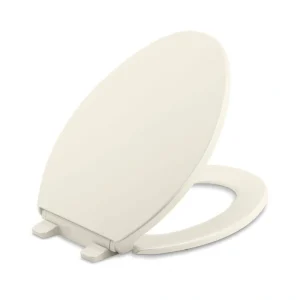 KOHLER Brevia Quiet-Close Elongated Closed Front Toilet Seat in Biscuit
