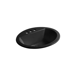 KOHLER Bryant 20-1/4 in. Oval  Drop-In Vitreous China Bathroom Sink in Black Black with Overflow Drain