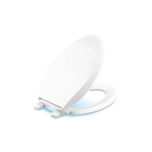 KOHLER Cachet Nightlight QuietClose Elongated Closed Front Toilet Seat in White