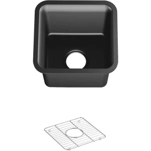 KOHLER Cairn 16 Gray Matte Stone 16 in. Undermount Bar Sink in Matte Graphite