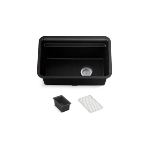 KOHLER Cairn 18-5/16 in. x 27-1/2 in. x12-5/8 in. Composite Undermount Utility Sink in Matte Black