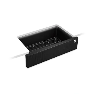 KOHLER Cairn 34 in. Undermount Single Bowl Matte Black Engineered Stone Kitchen Sink