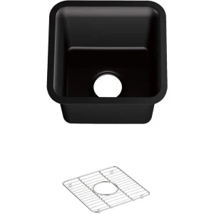 KOHLER Cairn Matte Black Granite Composite 16 in. Undermount Bar Sink