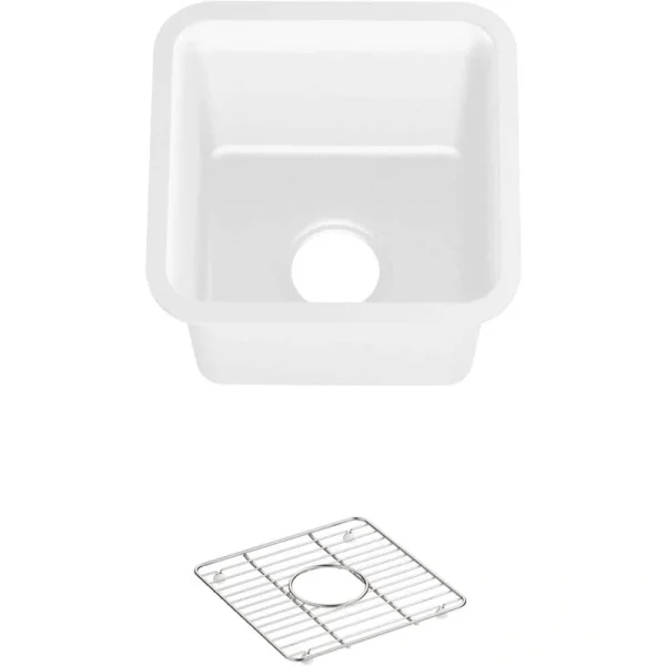 KOHLER Cairn Matte White Granite Composite 16 in. Undermount Bar Sink
