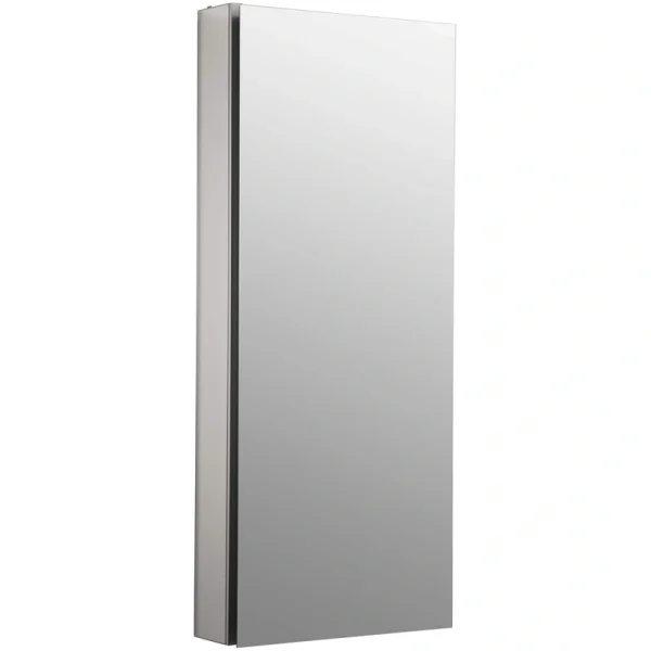 KOHLER Catalan 15-in x 36.125-in Surface/Recessed Mount Anodized Aluminum Mirrored Medicine Cabinet with Outlet