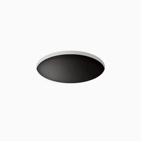 KOHLER Caxton 16-1/4 in. Round Bathroom Sink in Black Black without Overflow Drain