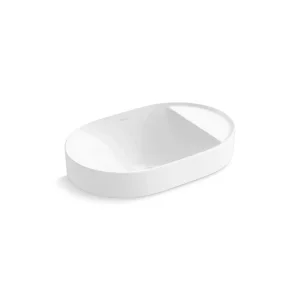 KOHLER Chalice Vessel Vitreous China Oval Bathroom Sink with Storage Deck in White