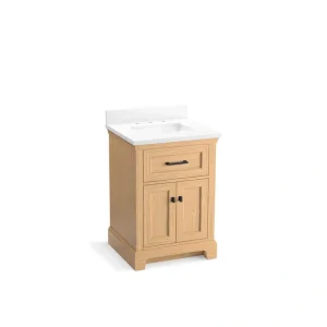 KOHLER Charlemont 25in. Single Sink Freestanding Light Oak Bath Vanity with White Quartz Top Assembled