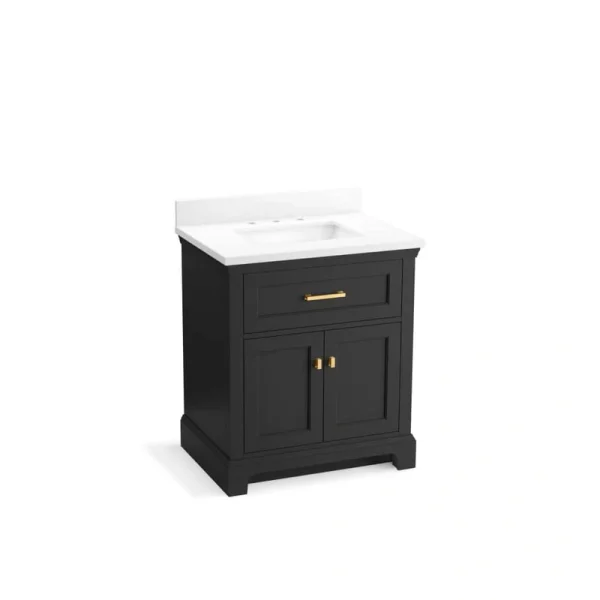 KOHLER Charlemont 30.98in. Single Sink Freestanding Ferrous Grey Bath Vanity with White Quartz Top Assembled