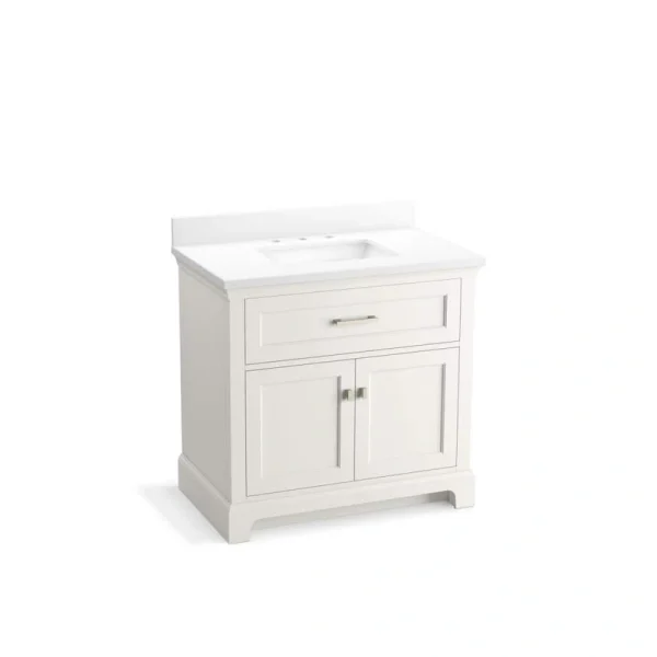 KOHLER Charlemont 36.97in. Single Sink Freestanding White Bath Vanity with White Quartz Top Assembled