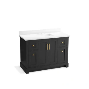KOHLER Charlemont 49.02in. Single Sink Freestanding Ferrous Grey Bath Vanity with White Quartz Top Assembled