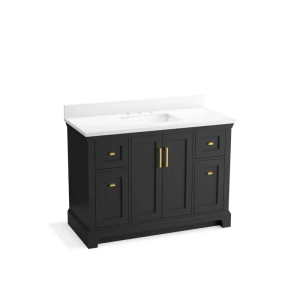 KOHLER Charlemont 49.02in. Single Sink Freestanding Ferrous Grey Bath Vanity with White Quartz Top Assembled