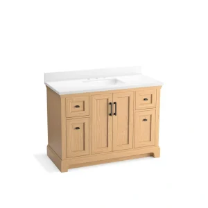KOHLER Charlemont 49.02in. Single Sink Freestanding Light Oak Bath Vanity with White Quartz Top Assembled
