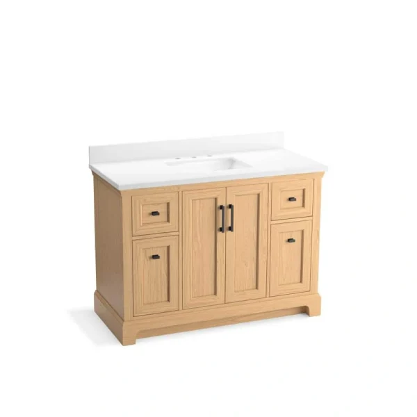 KOHLER Charlemont 49.02in. Single Sink Freestanding Light Oak Bath Vanity with White Quartz Top Assembled