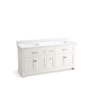 KOHLER Charlemont 73.75in. Double Sink Freestanding White Bath Vanity with White Quartz Top Assembled
