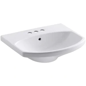 KOHLER Cimarron 3-5/8 in. Vitreous China Pedestal Sink Basin in White with Overflow Drain