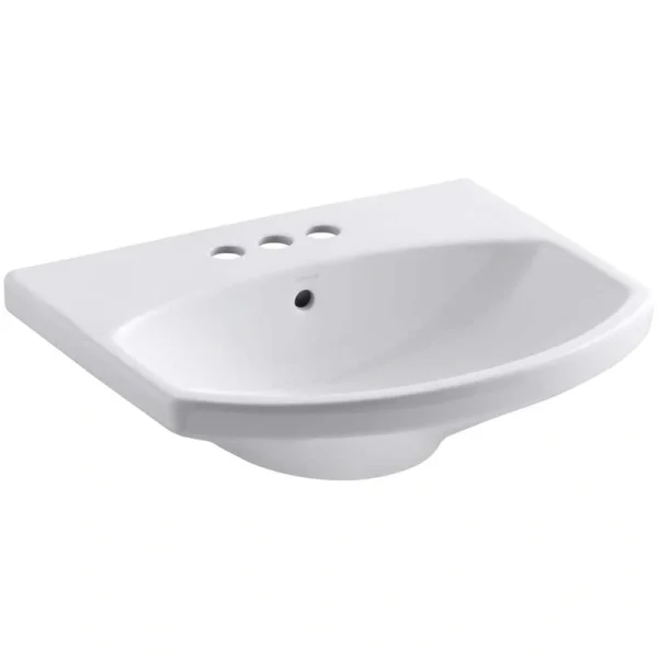 KOHLER Cimarron 3-5/8 in. Vitreous China Pedestal Sink Basin in White with Overflow Drain