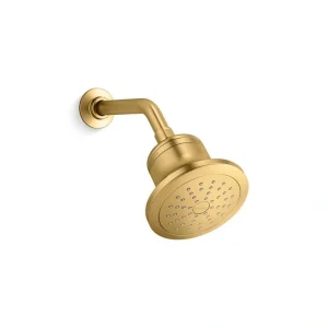KOHLER Cinq 1-Spray Patterns with 1.75 GPM 5.5 in. Wall Mount Fixed Shower Head with Filter in Vibrant Brushed Moderne Brass
